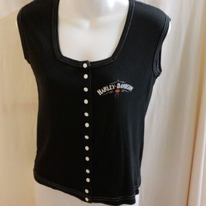 Harley-Davidson Black Tank Top with White Accents